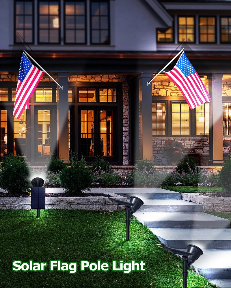OSORD Solar Spot Lights Outdoor, Bright Solar Landscape Spotlights Waterproof 18LED 2-in-1 Solar Powered Flag Light Adjustable Auto On/Off Uplights for Flag Pole Yard Garden Decor Patio, 1Pack (Cool White) - Image 2